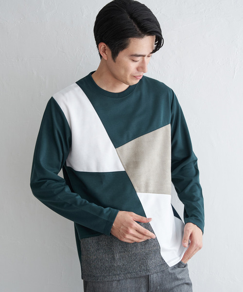 ikka(イッカ)の「【芸能人着用】ブロックスチェックスエード切り替えロンT【親子コーデ】(Tシャツ/カットソー・メンズ・ネイビー/ホワイト/グリーン/ブラウン・M/L/XL/S)」の16枚目の写真