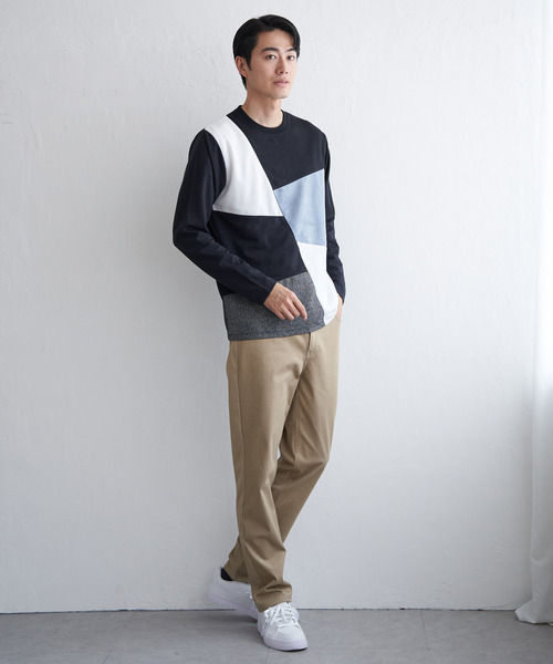 ikka(イッカ)の「【芸能人着用】ブロックスチェックスエード切り替えロンT【親子コーデ】(Tシャツ/カットソー・メンズ・ネイビー/ホワイト/グリーン/ブラウン・M/L/XL/S)」の21枚目の写真