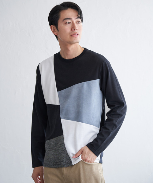 ikka(イッカ)の「【芸能人着用】ブロックスチェックスエード切り替えロンT【親子コーデ】(Tシャツ/カットソー・メンズ・ネイビー/ホワイト/グリーン/ブラウン・M/L/XL/S)」の19枚目の写真