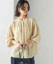 SHIPS | 〈手洗い可能〉シアー ジャカード 袖 シャーリング ブラウス(シャツ/ブラウス)