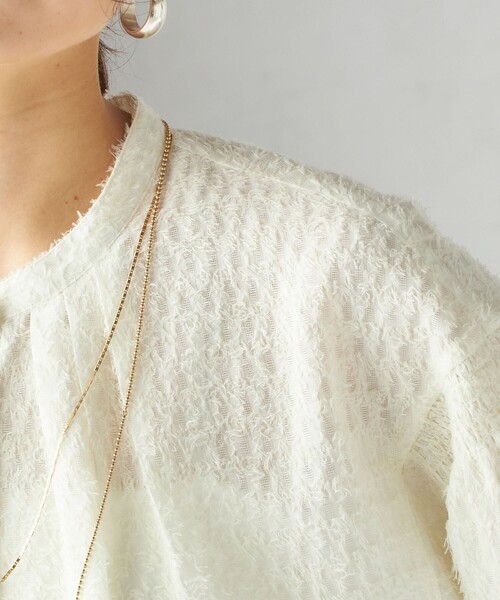 SHIPS(シップス)の「〈手洗い可能〉シアー ジャカード 袖 シャーリング ブラウス(シャツ/ブラウス・レディース・ブラック/オフホワイト/クリーム・ONE SIZE)」の16枚目の写真