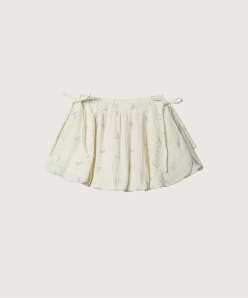 LA POMME petit(ラポミ・プチ)の「Bow-Trimmed Dot Bubble Skirt(スカート・レディース・アイボリー・SMALL/MEDIUM)」の1枚目の写真