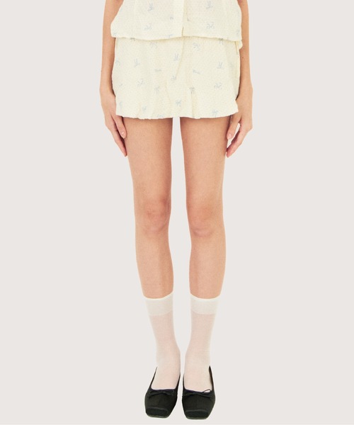 LA POMME petit(ラポミ・プチ)の「Bow-Trimmed Dot Bubble Skirt(スカート・レディース・アイボリー・SMALL/MEDIUM)」の2枚目の写真