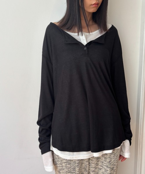 FUULLY STUDIO(フーリィーステューディオ)の「シアールーズヘンリープルオーバー(Tシャツ/カットソー・レディース・ミント/ホワイト/ブラック・FREE)」の13枚目の写真