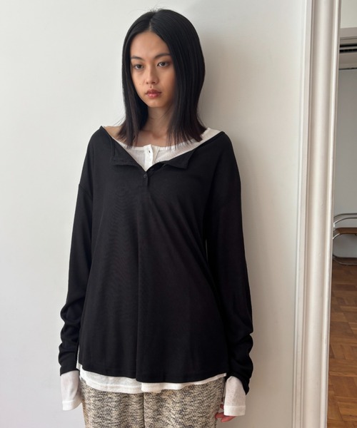 FUULLY STUDIO(フーリィーステューディオ)の「シアールーズヘンリープルオーバー(Tシャツ/カットソー・レディース・ミント/ホワイト/ブラック・FREE)」の10枚目の写真