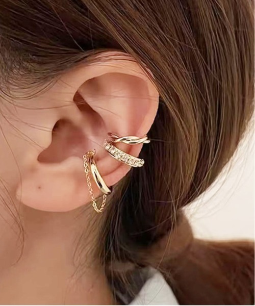 Port（ポート）の「【 SORUTT / ソルト 】 ミックステクスチャー イヤーカフ 3セット（イヤーカフ・レディース・シルバー/ゴールド・FREE）」の2枚目の写真