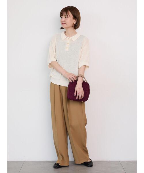 lui jewelry 半袖ニット ベージュカラー 未使用 セール】ブークレ半袖ポロニット（ニット/セーター