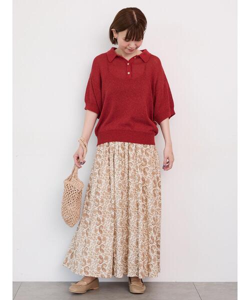 Lugnoncure（ルノンキュール）の「ブークレ半袖ポロニット（ニット/セーター・レディース・ブラック/ブルー/オフホワイト/オレンジ・F）」の16枚目の写真