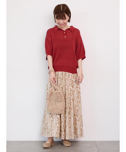 Lugnoncure（ルノンキュール）の「ブークレ半袖ポロニット（ニット/セーター・レディース・ブラック/ブルー/オフホワイト/オレンジ・F）」の15枚目の写真