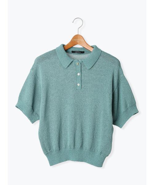 Lugnoncure（ルノンキュール）の「ブークレ半袖ポロニット（ニット/セーター・レディース・ブラック/ブルー/オフホワイト/オレンジ・F）」の12枚目の写真