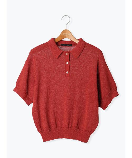 Lugnoncure（ルノンキュール）の「ブークレ半袖ポロニット（ニット/セーター・レディース・ブラック/ブルー/オフホワイト/オレンジ・F）」の11枚目の写真