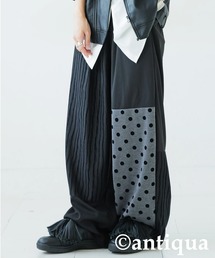 ドット×ストライプ切替ワイドパンツ