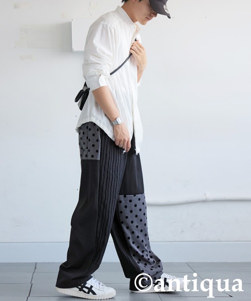 antiqua(アンティカ)の「ドット×ストライプ切替ワイドパンツ(その他パンツ・レディース・ブラック・MEDIUM/LARGE)」の15枚目の写真