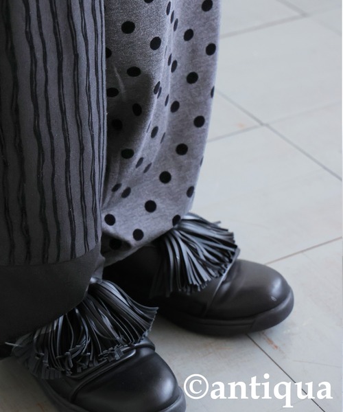 antiqua(アンティカ)の「ドット×ストライプ切替ワイドパンツ(その他パンツ・レディース・ブラック・MEDIUM/LARGE)」の12枚目の写真