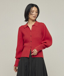 Firsthand | Firsthand/ファーストハンド 機能性素材 シルク入り ニットポロ ボリュームスリーブ ニット カーディガン / 抗ピル / マシンウォッシャブル(カーディガン/ボレロ)