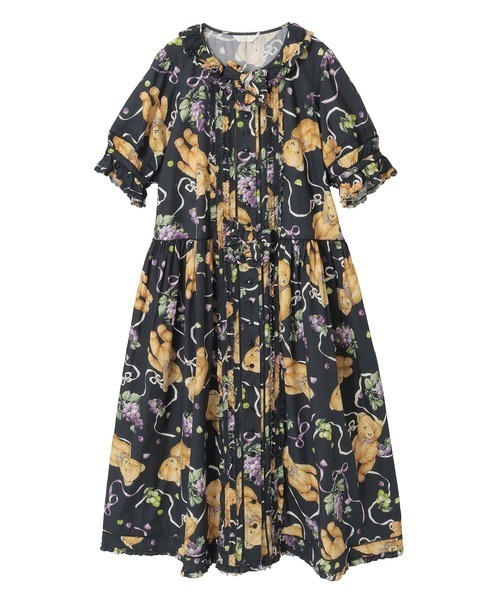 PINK HOUSE くま葡萄プリントシリーズ　ワンピースとカーディガン くま葡萄プリントワンピース｜ピンクハウスオフィシャルオンライン