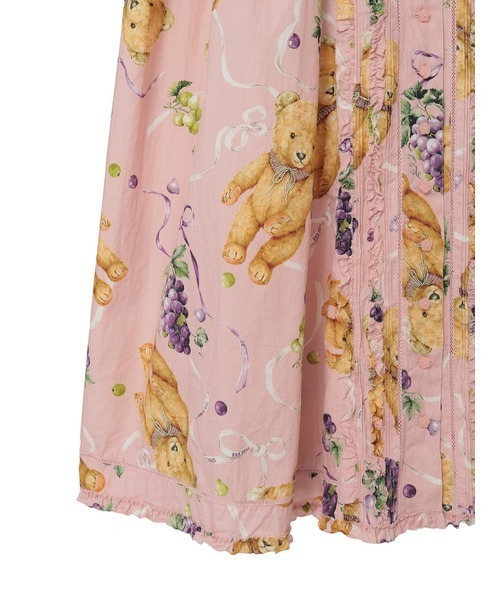 PINK HOUSE くま葡萄プリントシリーズ　ワンピースとカーディガン くま葡萄プリントワンピース｜ピンクハウスオフィシャルオンライン