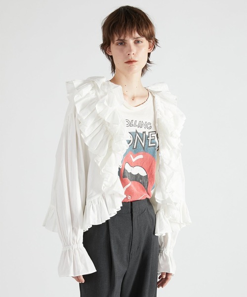 crinkle crinkle crinkle】frill poncho L/S blouse/フリル