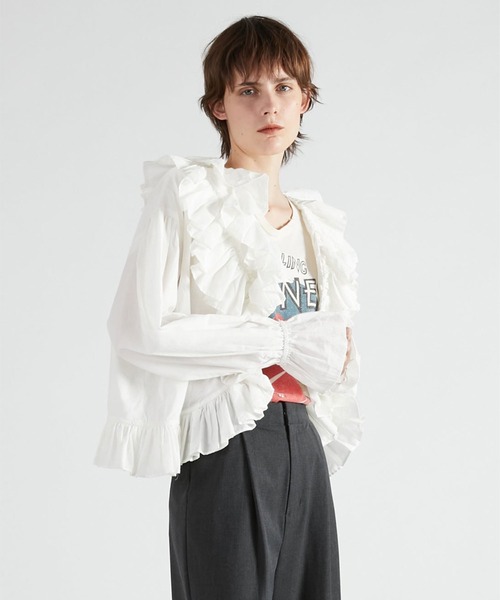 crinkle crinkle crinkle】frill poncho L/S blouse/フリル