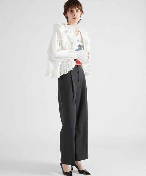 新品　crinkle crinkle crinkle frill poncho crinkle crinkle crinkle】frill poncho L/S blouse/フリル