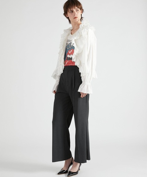 crinkle crinkle crinkle(クリンクルクリンクルクリンクル)の「【crinkle crinkle crinkle】frill poncho L/S blouse/フリルポンチョブラウス(シャツ/ブラウス・レディース・ホワイト/ブラック・FREE)」の3枚目の写真