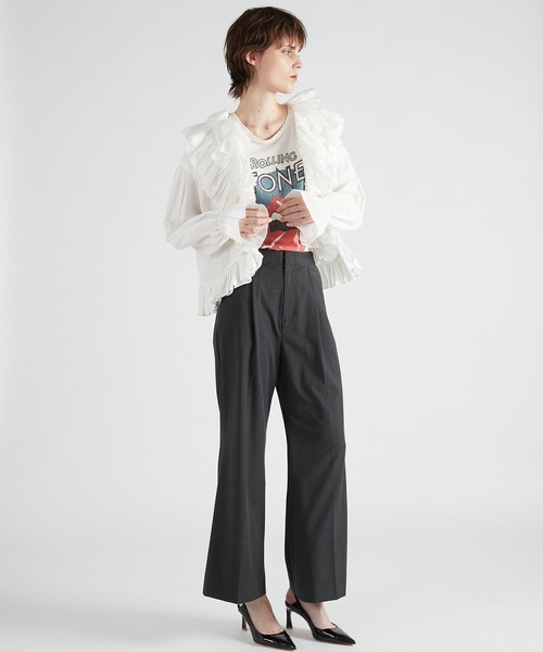 新品　crinkle crinkle crinkle frill poncho crinkle crinkle crinkle】frill poncho L/S blouse/フリル