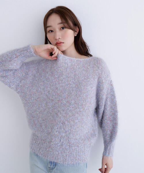 NATURAL BEAUTY BASIC（ナチュラルビューティーベーシック）の「◇ミックスカラーヘアリーニット（ニット/セーター・レディース・ベージュ/グレー/ブルー・FREE）」の4枚目の写真