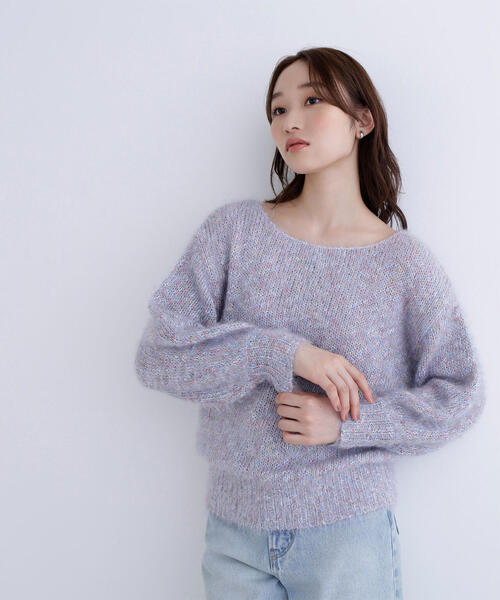 NATURAL BEAUTY BASIC（ナチュラルビューティーベーシック）の「◇ミックスカラーヘアリーニット（ニット/セーター・レディース・ベージュ/グレー/ブルー・FREE）」の6枚目の写真