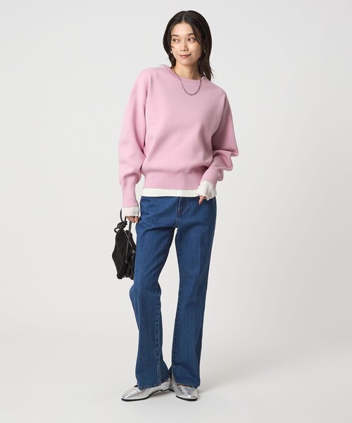 green label relaxing（グリーンレーベルリラクシング）の「W/AC パフニット プルオーバー ウォッシャブル（ニット/セーター・レディース・オフホワイト/ライトブルー/ライトピンク/ダークグレー・FREE）」の6枚目の写真