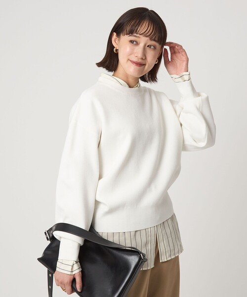 green label relaxing（グリーンレーベルリラクシング）の「W/AC パフニット プルオーバー ウォッシャブル（ニット/セーター・レディース・オフホワイト/ライトブルー/ライトピンク/ダークグレー・FREE）」の8枚目の写真