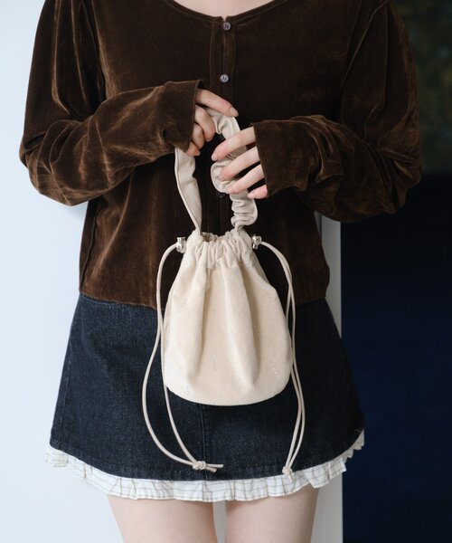 Kastane（カスタネ）の「スパンコールスエードミニBAG（ハンドバッグ・レディース・ブラック/アイボリー/ブラウン・FREE）」の13枚目の写真