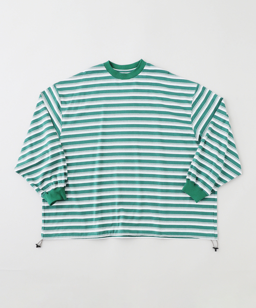 is-ness(イズネス)の「is-ness / イズネス BALLOON STRIPES LONG SLEEVE T-SH(Tシャツ/カットソー・メンズ・ブラック系その他/グリーン系その他/ダークブルー/ライトグレー・LARGE/MEDIUM)」の1枚目の写真