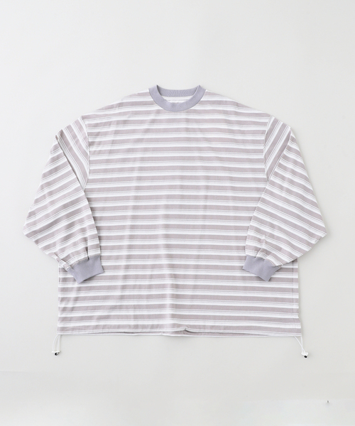 セール】is-ness / イズネス BALLOON STRIPES LONG SLEEVE T-SH（T