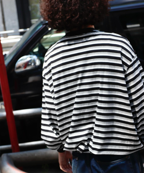 is-ness(イズネス)の「is-ness / イズネス BALLOON STRIPES LONG SLEEVE T-SH(Tシャツ/カットソー・メンズ・ブラック系その他/グリーン系その他/ダークブルー/ライトグレー・LARGE/MEDIUM)」の6枚目の写真