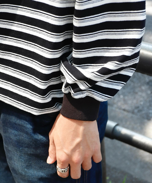 is-ness(イズネス)の「is-ness / イズネス BALLOON STRIPES LONG SLEEVE T-SH(Tシャツ/カットソー・メンズ・ブラック系その他/グリーン系その他/ダークブルー/ライトグレー・LARGE/MEDIUM)」の8枚目の写真