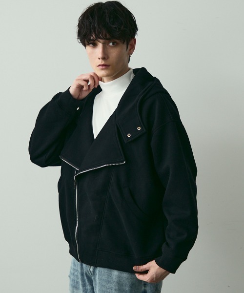セール】Oversized Asymmetric Zip Hoodie / オーバーサイズアシメ