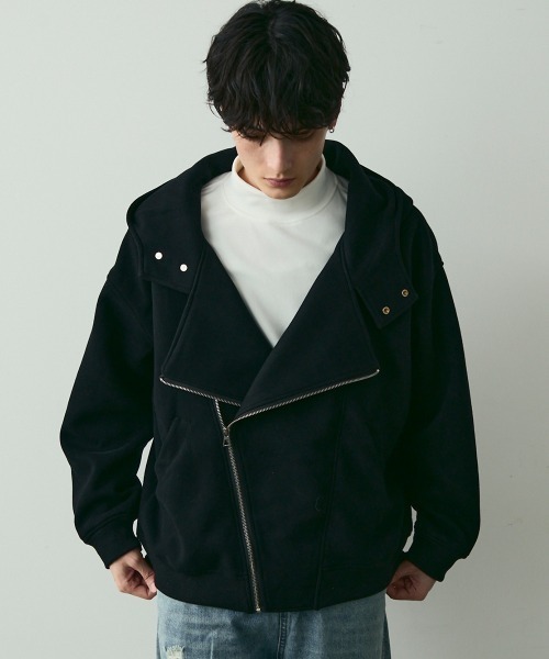 セール】Oversized Asymmetric Zip Hoodie / オーバーサイズアシメ