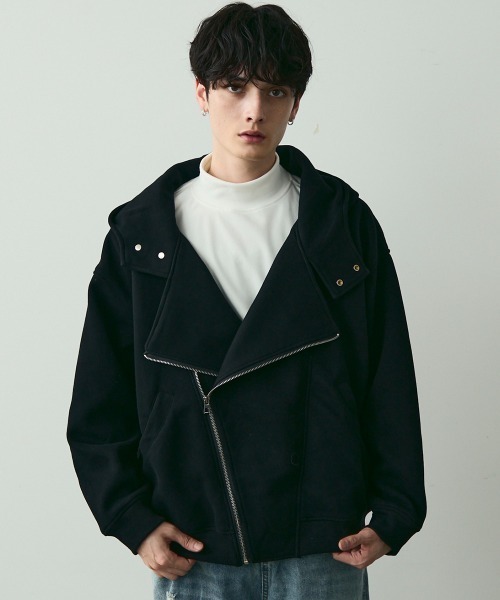 セール】Oversized Asymmetric Zip Hoodie / オーバーサイズアシメ