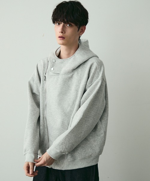 セール】Oversized Asymmetric Zip Hoodie / オーバーサイズアシメ