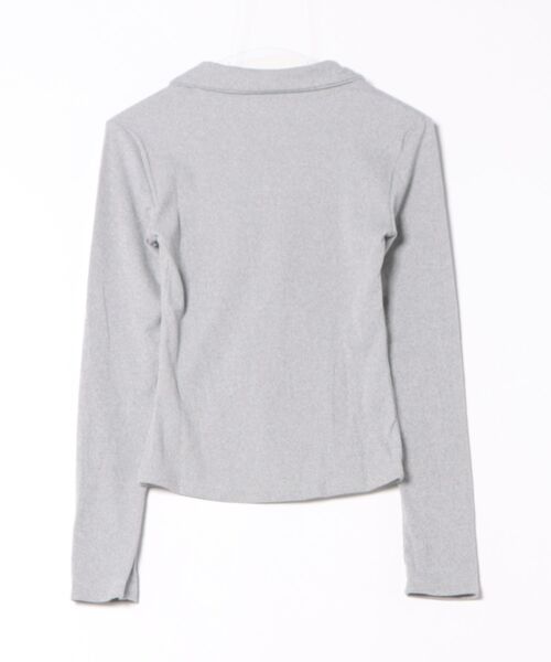 Lace Ladies(レースレディース)の「メタル ボタン ポケット付き リブ トップス(Tシャツ/カットソー・レディース・ホワイト/グレー・S/M/XL)」の5枚目の写真