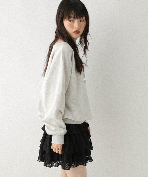 Heather（ヘザー）の「ワンショルロゴ裏毛スウェット　590572（スウェット・レディース・グレー/オートミール/ネイビー/ピンク・FREE）」の8枚目の写真