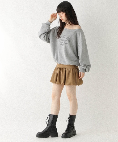 Heather（ヘザー）の「ワンショルロゴ裏毛スウェット　590572（スウェット・レディース・グレー/オートミール/ネイビー/ピンク・FREE）」の10枚目の写真