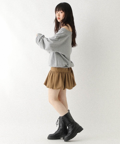 Heather（ヘザー）の「ワンショルロゴ裏毛スウェット　590572（スウェット・レディース・グレー/オートミール/ネイビー/ピンク・FREE）」の12枚目の写真