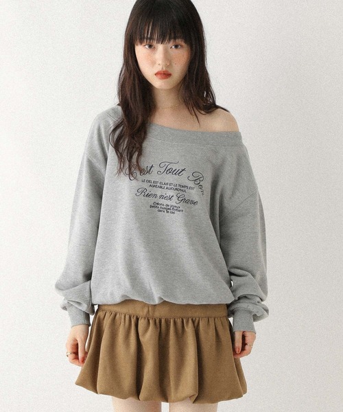 Heather（ヘザー）の「ワンショルロゴ裏毛スウェット　590572（スウェット・レディース・グレー/オートミール/ネイビー/ピンク・FREE）」の13枚目の写真