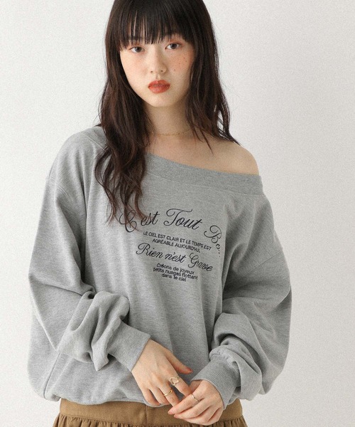 Heather（ヘザー）の「ワンショルロゴ裏毛スウェット　590572（スウェット・レディース・グレー/オートミール/ネイビー/ピンク・FREE）」の14枚目の写真