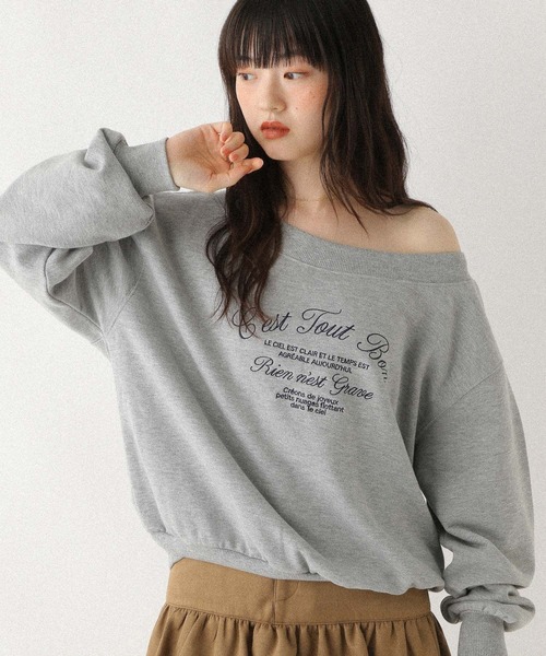 Heather（ヘザー）の「ワンショルロゴ裏毛スウェット　590572（スウェット・レディース・グレー/オートミール/ネイビー/ピンク・FREE）」の15枚目の写真