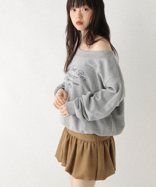 Heather（ヘザー）の「ワンショルロゴ裏毛スウェット　590572（スウェット・レディース・グレー/オートミール/ネイビー/ピンク・FREE）」の16枚目の写真