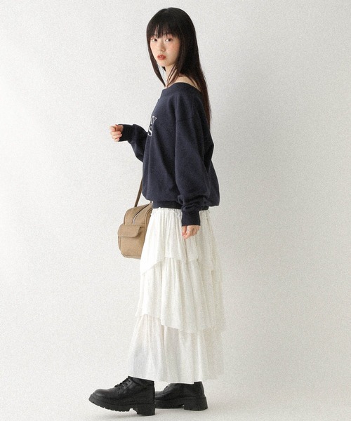 Heather（ヘザー）の「ワンショルロゴ裏毛スウェット　590572（スウェット・レディース・グレー/オートミール/ネイビー/ピンク・FREE）」の19枚目の写真