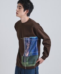 tk.TAKEO KIKUCHI（ティーケータケオキクチ）の「長袖 サイドスタックプリントカットソー（Tシャツ/カットソー）」