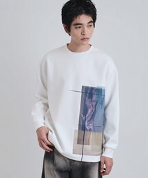 tk.TAKEO KIKUCHI | 長袖 サイドスタックプリントカットソー(Tシャツ/カットソー)